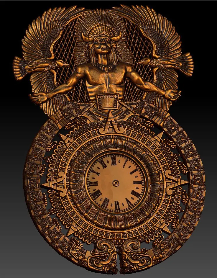 

Digital file in STL format clock for CNC 3D relief carving engraving C36-23