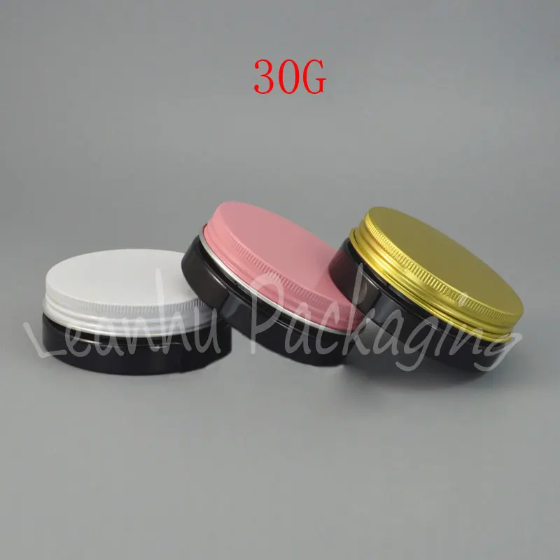 30G Plastic Cream Jar With Aluminum Screw Cap , 30CC Mask / Eye Cream Jar , Empty Cosmetic Container ( 50 PC/Lot )
