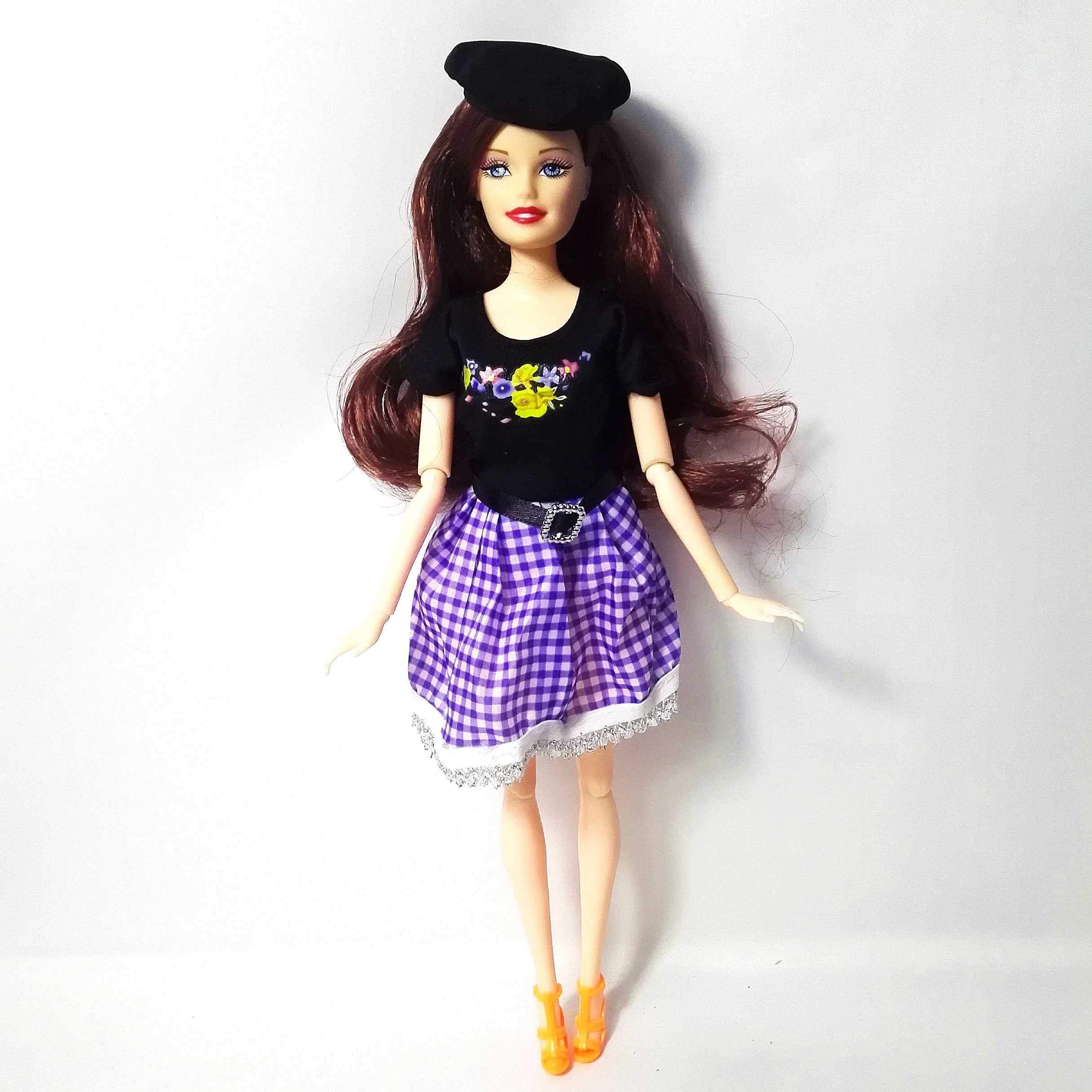 Одежда для куклы Барби платье черного и синего цвета одежда + черная шляпа