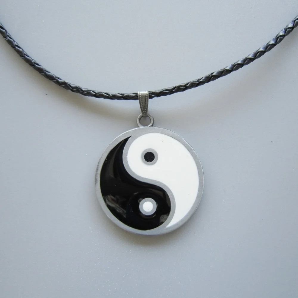 

Yinyang Taiji Metal Charm Pendant Leather Neck Tie