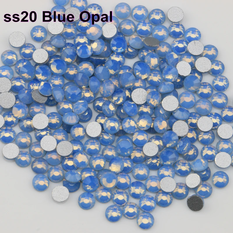 

Free Shipping! 1440pcs/Lot, ss20 (4.8-5.0mm) Blue Opal Flat Back Nail Art Glue On Rhinestones / Non Hotfix Crystals