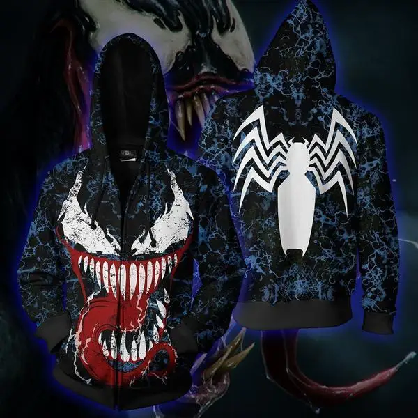 Человек паук: в костюмы спайдермена Веном толстовки Косплей 3D с капюшоном