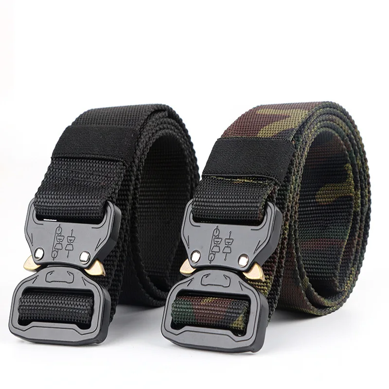 Men Women Tactical Belt Camouflage Quick Release Military Nylon Belt Outdoor Multifunctional Training Belts