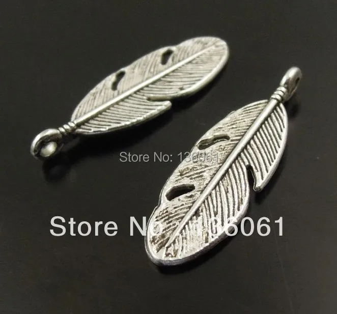 Винтажные серебряные романтические подвески-перья из сплава Подвески для