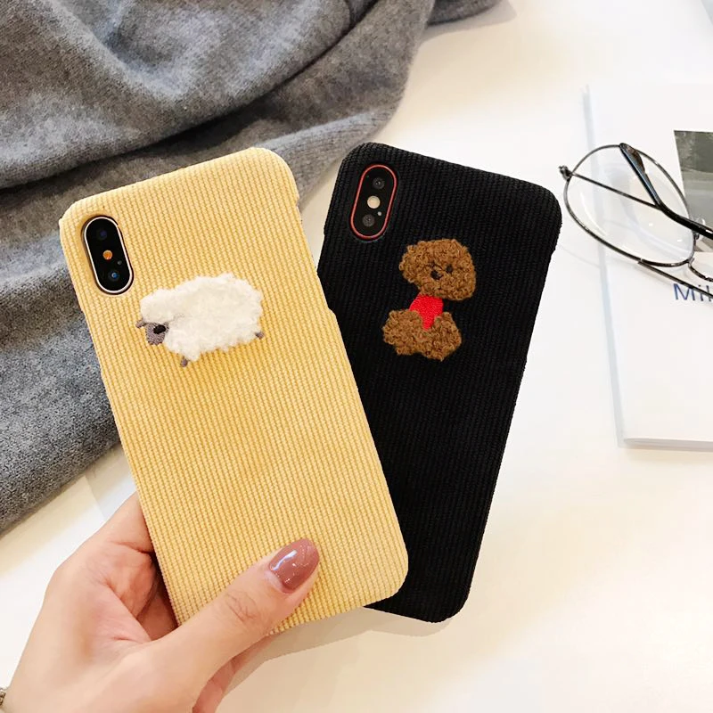 GlamPhoneCase зимний тканевый чехол для телефона iPhone 6 6S 7 8 Plus 6splus X милый 3D мультяшный