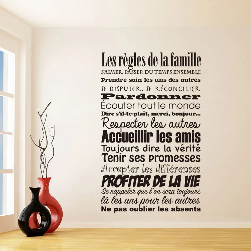 

French Family Rules Vinyl Wall Sticker Wall Decals Wall Art for Living Room Home Decor House Decoration Poster 59 cm x 93 cm