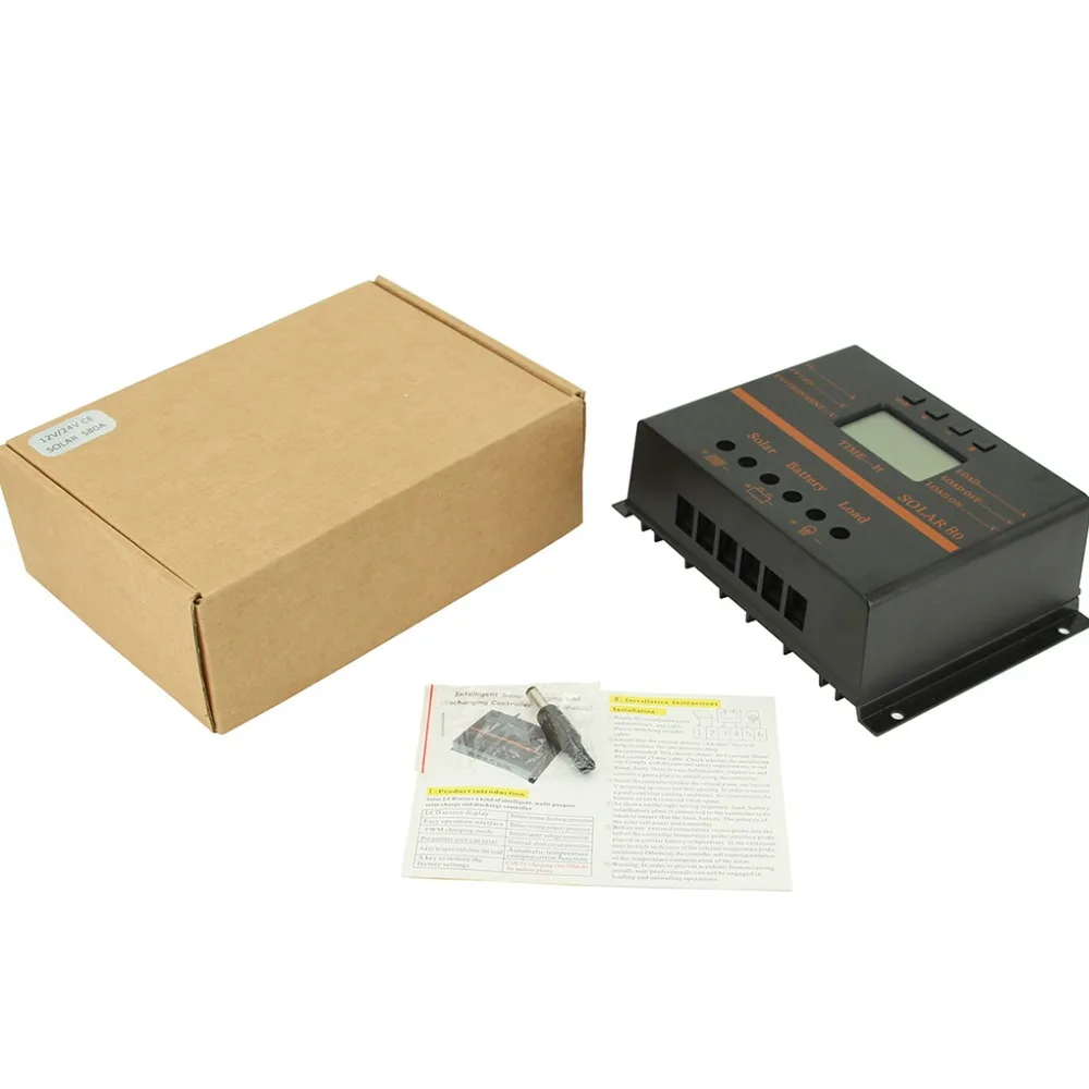Y SOLAR 80A 60A PWM Solar Controller 12V 24V Auto Charger LCD Display Panel Battery Charging Regulator USB 5V|Солнечные