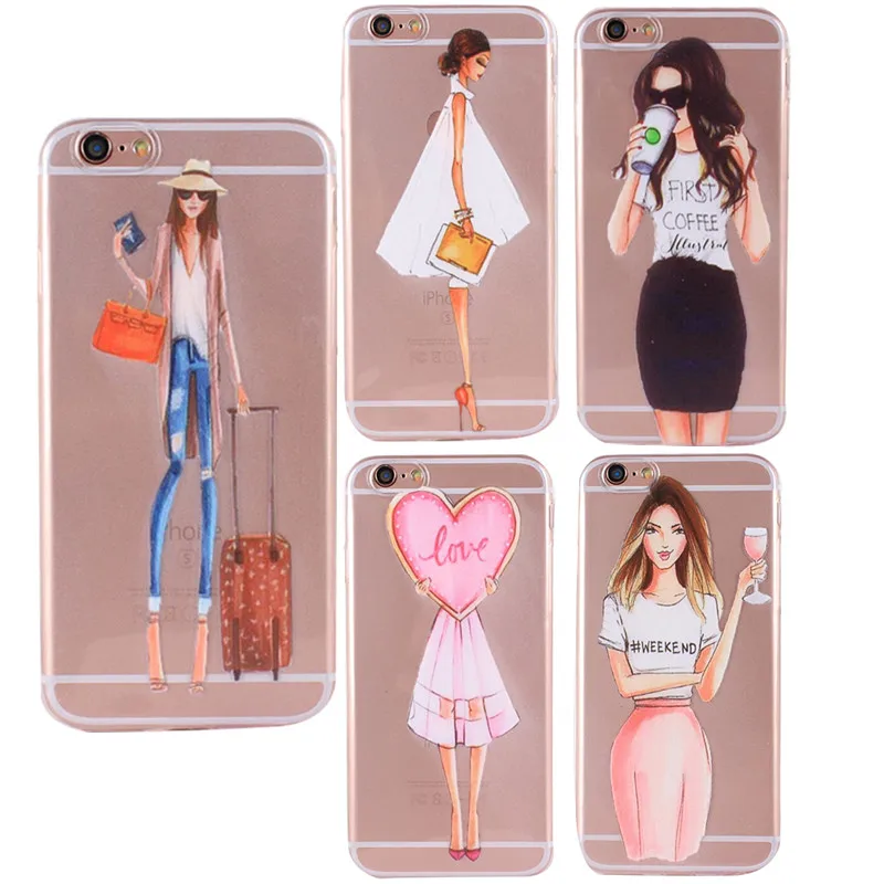 Phone Case For iPhone 7 8 Cases Soft TPU Travel Party Girls Pattern Cover 5 5s se 6 6s Silicone Shell Coque Capa |