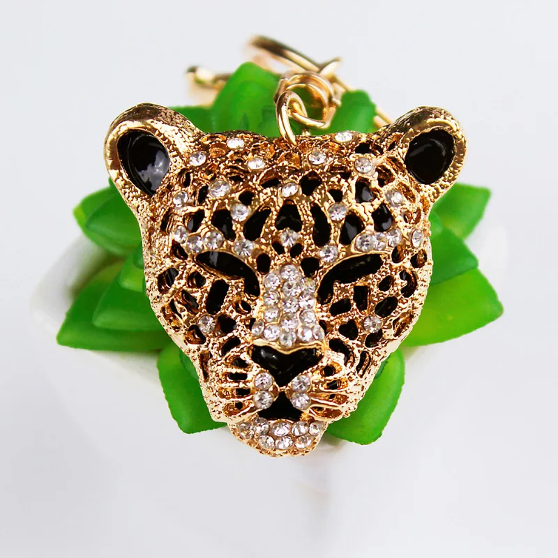 Модные украшения изысканный кристалл Leopard panther глава Брелки держатель мешка