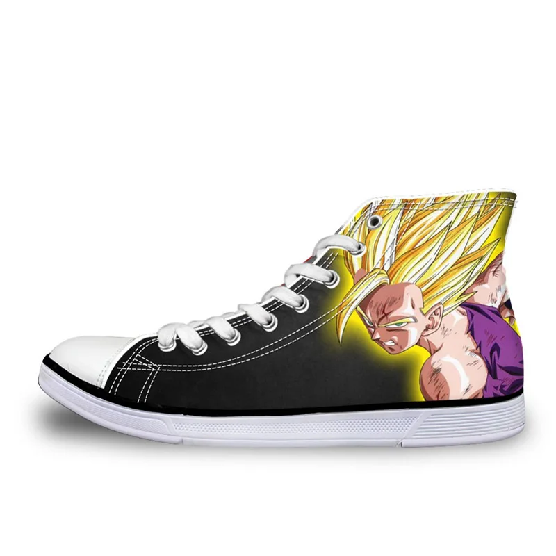 THIKIN Super Saiyan Son Goku/модные аниме принт Dragon Ball Z Для мужчин кроссовки Повседневное туфли со шнуровкой на плоской подошве Высокая парусиновая обувь для хип-хопа изготовленный на заказ - Цвет: CDHJ1020AK