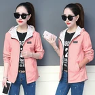 Женская куртка с капюшоном, однотонная Двусторонняя куртка-бомбер на молнии, Повседневная ветровка, Классическая куртка