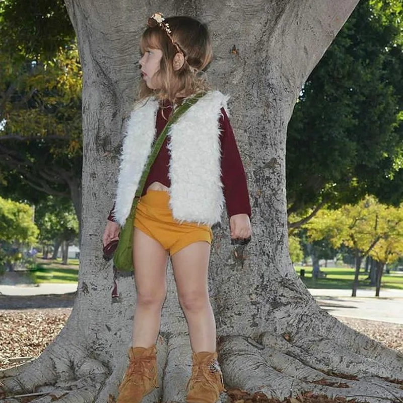 GOOPORSON/жилет из искусственного меха для девочек розовый/бежевый однотонный милый