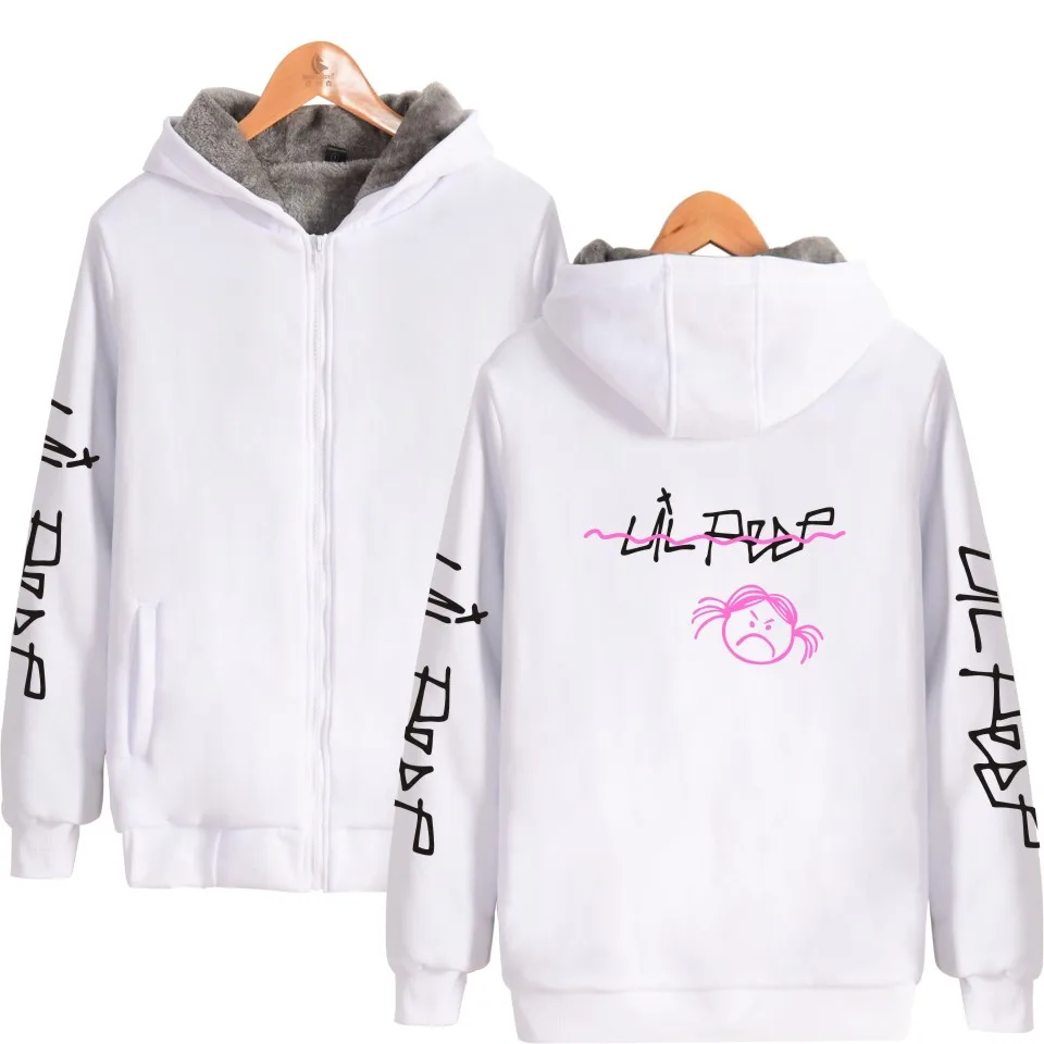 Lil Открытый толстовки на молнии удобные Homme Печать Мода свободный свитер с