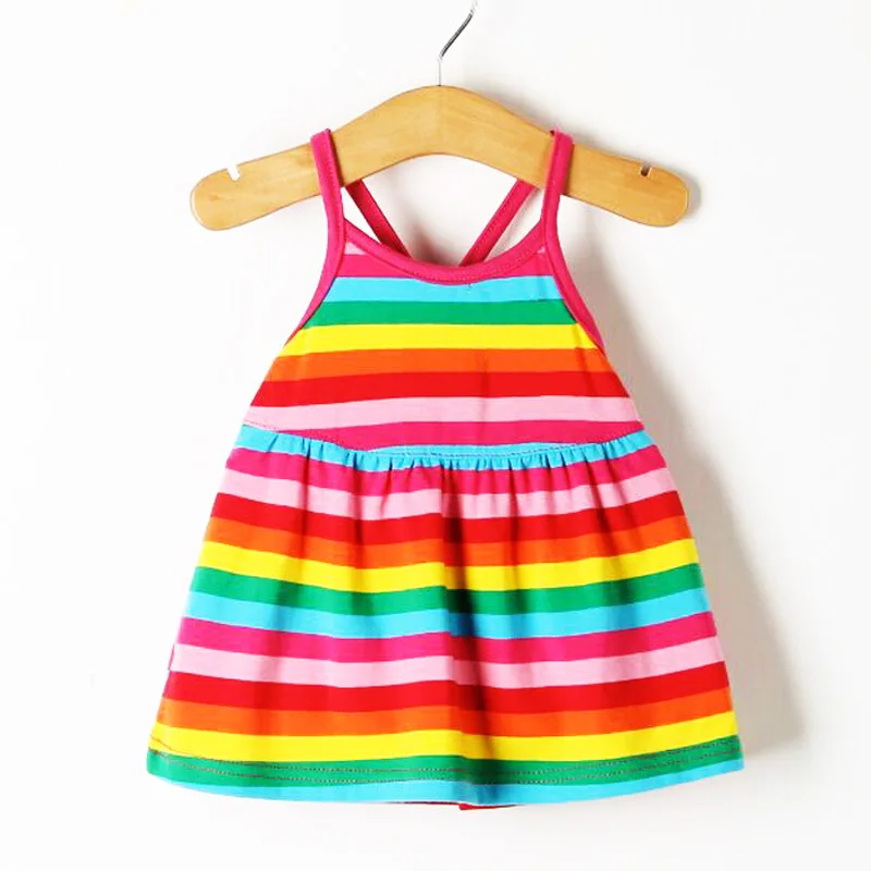 

Baby Girl Dress 0-4Y Newborn Baby Summer Rainbow striped beach Dresses baby clothes dress for girl clothing Cotton Dress Girl