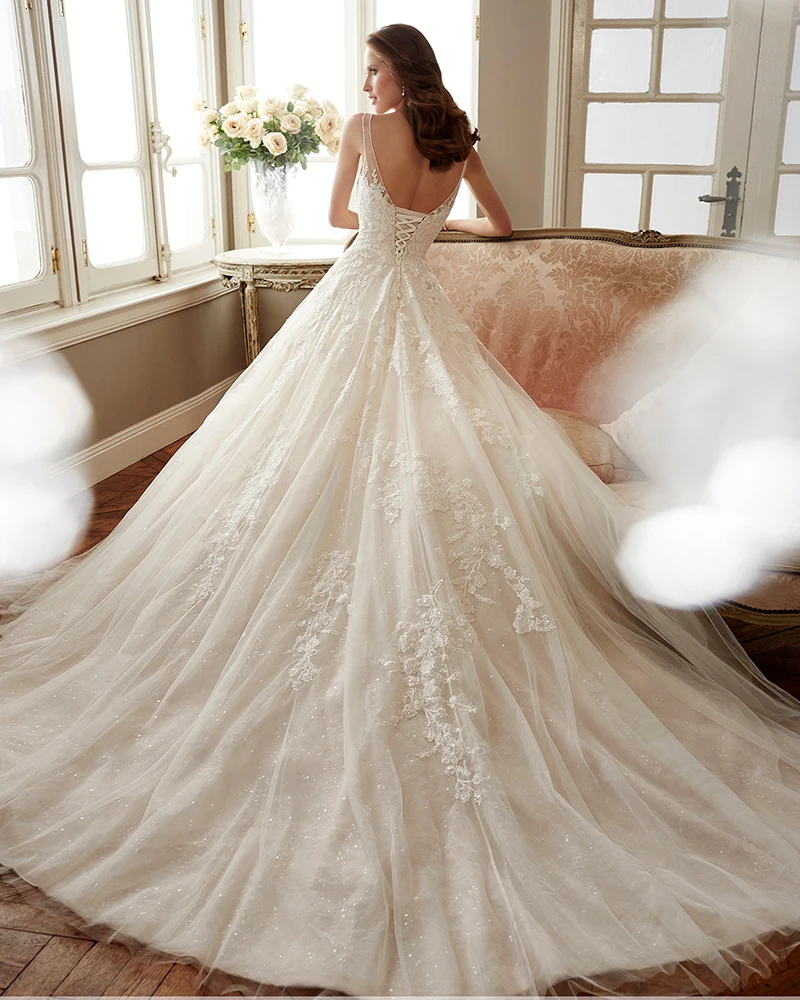 Vestido De Noiva Boho новинка 2019 блестящие свадебные платья трапециевидной формы с поясом