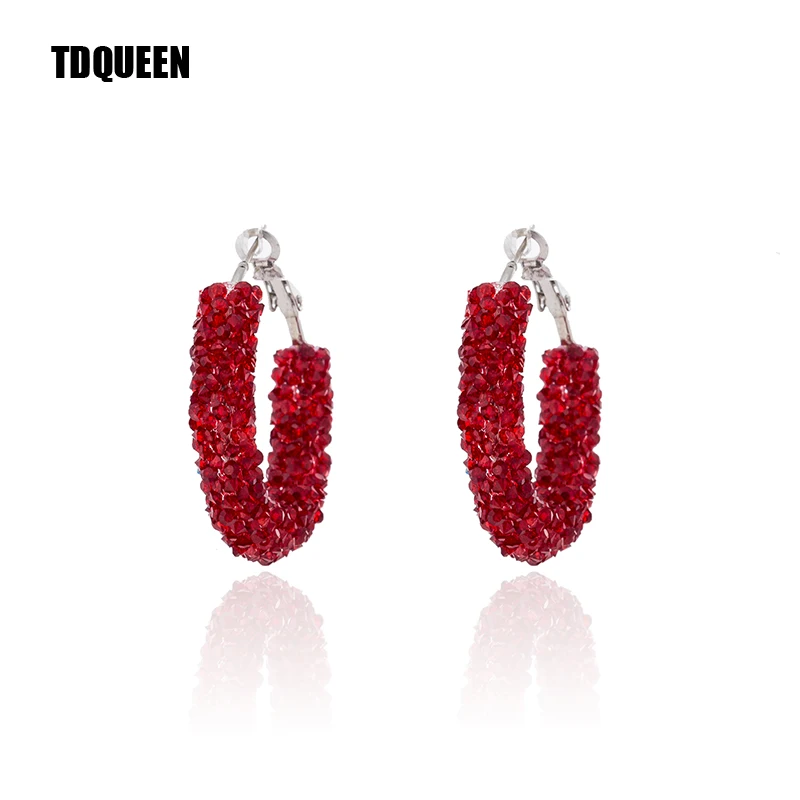 TDQUEEN новые модные серьги обруча для женщин Блестящий Кристалл разноцветный