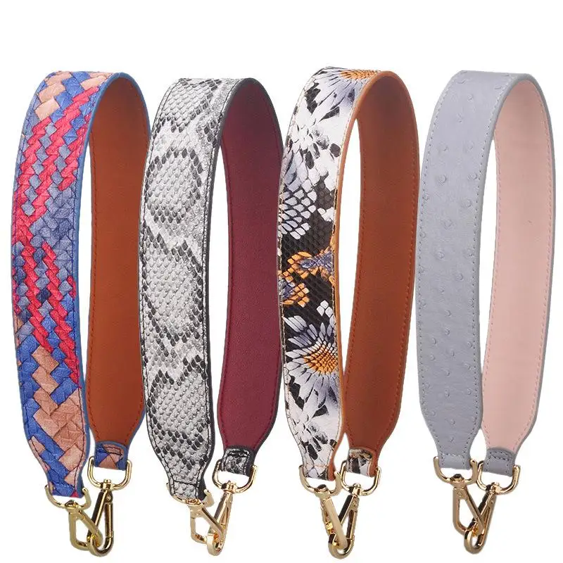 Women Colorful Bag Strap PU Leather Handles For Bags Accessories Wide 64 CM Handle Short Belt Serpentine Pattern | Багаж и сумки