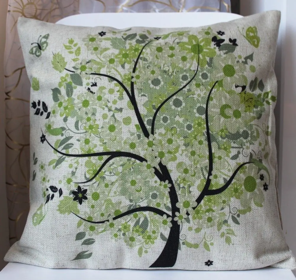 НОВЫЙ Потертый шикарный зеленый дерево Подушка Чехол Винтаж Наволочка на