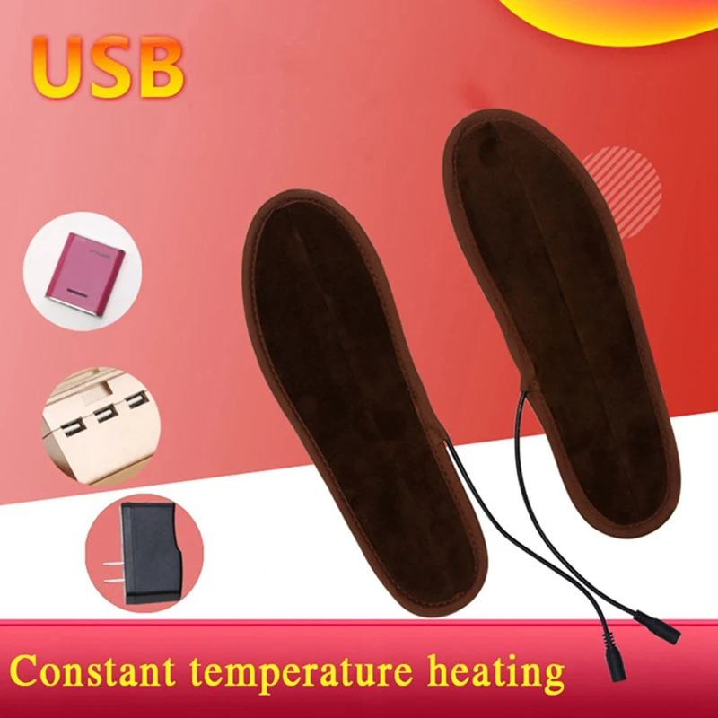 Новые плюшевые меховые стельки с питанием от USB, зимние теплые стельки для ног, размеры 36-44