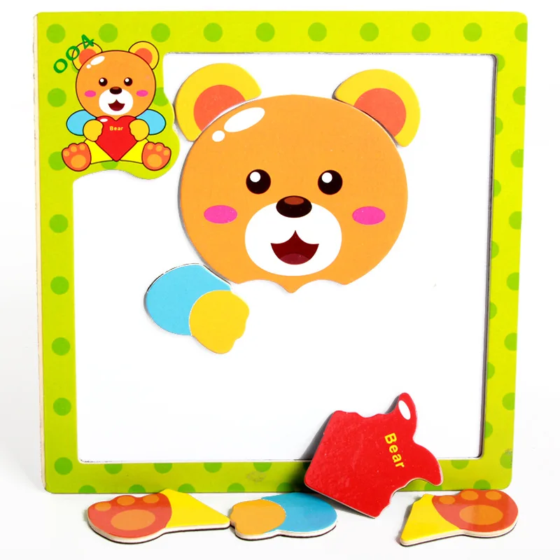 Animal wooden three-dimensional children's jigsaw blocks intellectual power building toys 1-2-3 years old | Игрушки и хобби