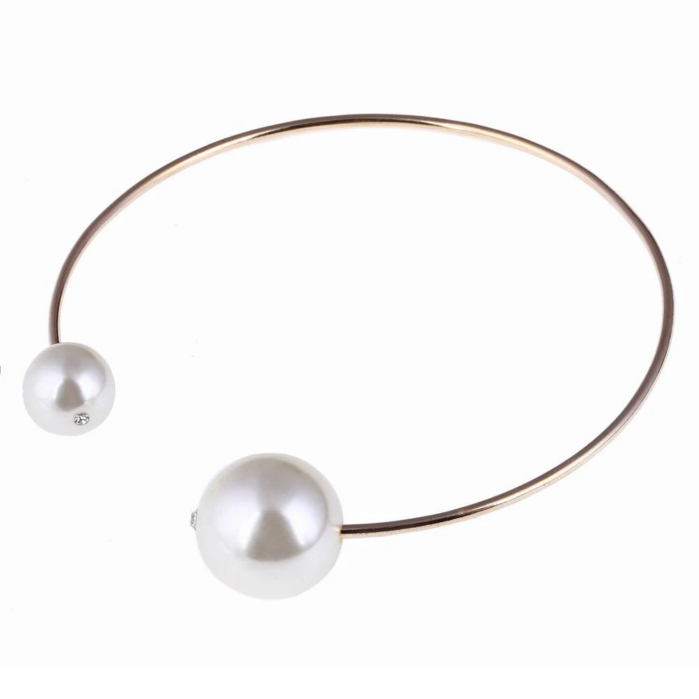 Metal Torques Big Imitated Pearl Choker Necklace For Women 2018 New Design Girls Jewelry Gift | Украшения и аксессуары