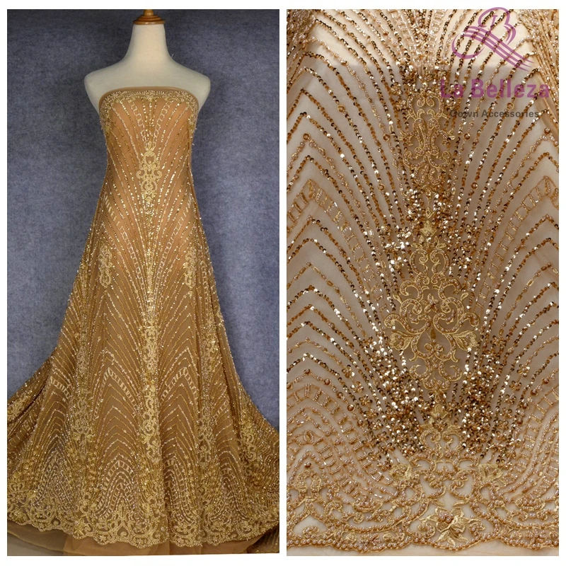 

La Belleza 1 ярд золотое/винное/слоновая кость/Модное Стильное вечернее/свадебное платье ручной работы из бисера Кружева fabirc 51 ''ширина