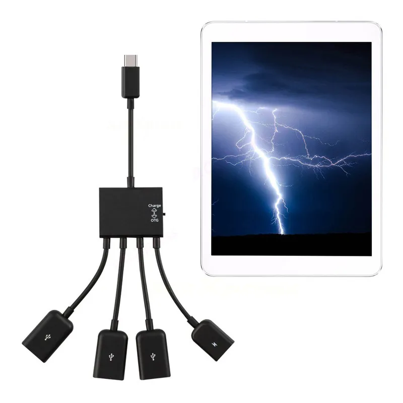 Высокое качество кард ридер 4 в 1 кабель с разъемами типа C и Micro USB OTG хаб блоком