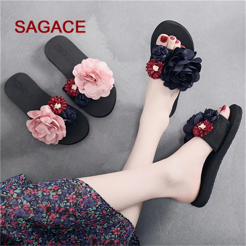 Женские летние шлепанцы на нескользящей плоской подошве Пляжная обувь для