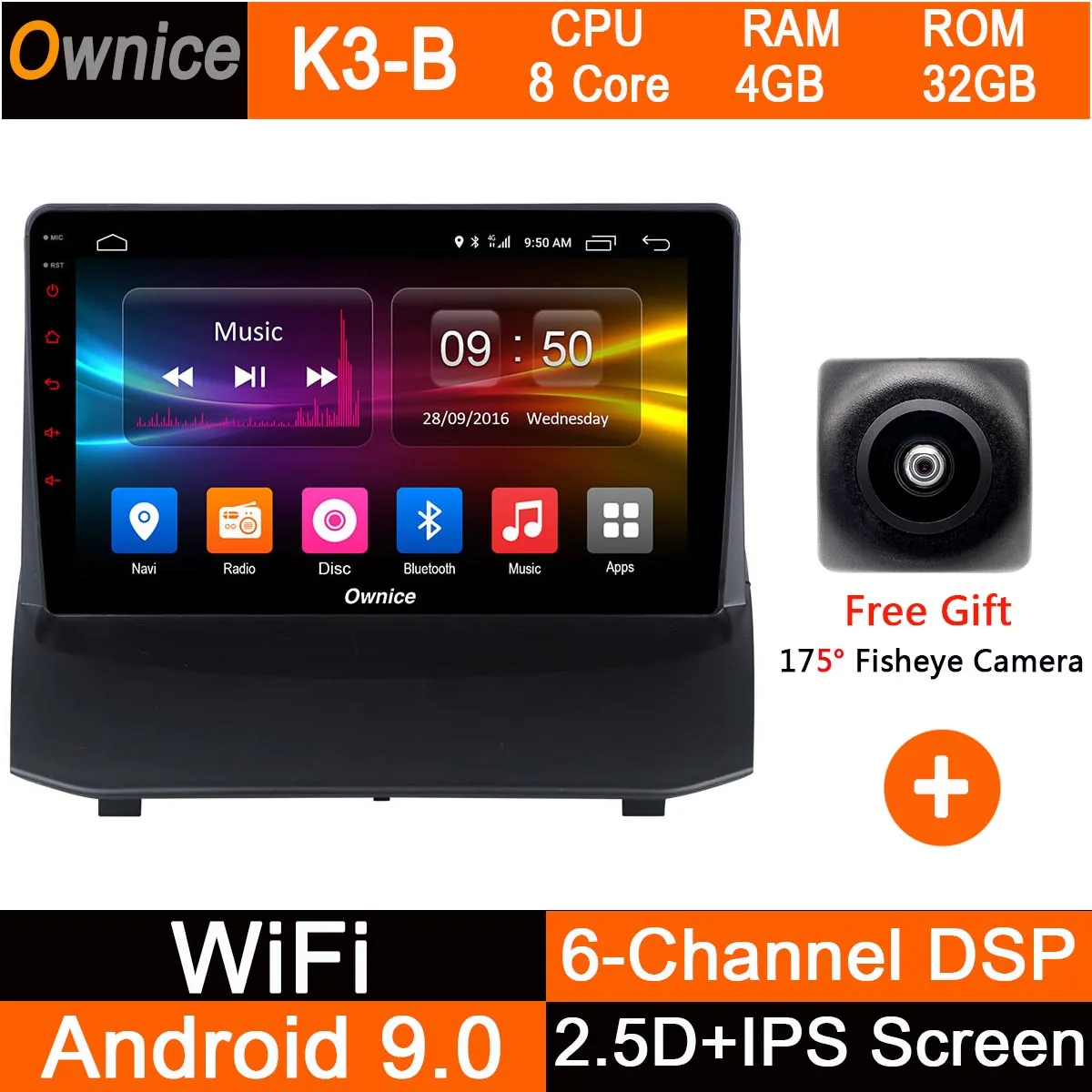 K3-B " ips Android 9,0 автомобиль радио стерео для форд фиеста 2009 2010 2012 2013 8 core автомобильный DVD gps плеер, 4 Гб+ 32G CarPlay - Цвет: K3-B