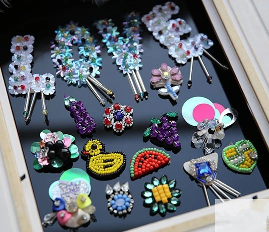 Брошь со стразами и бусинами арбуз ананас виноград фруктовые пайетки Аппликации