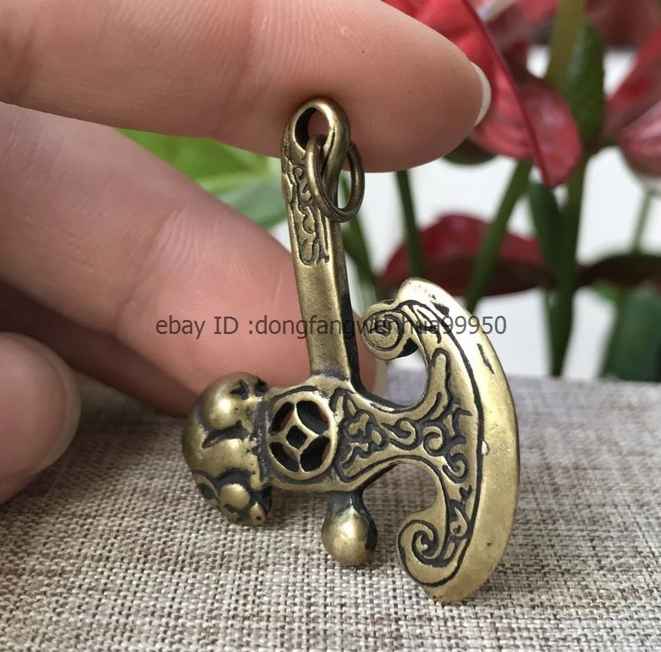 Китайский бронзовый медь богатство мышь животное топор Exorcise злой амулет кулон |