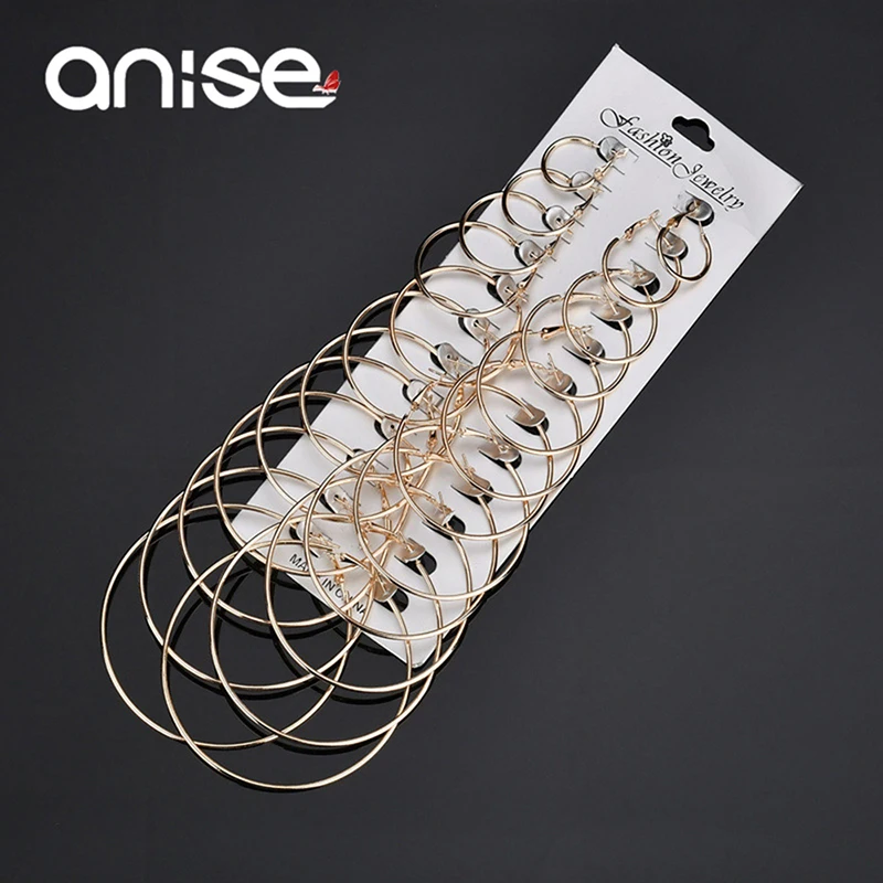 Женские винтажные серьги-кольца Anise круглые серьги золотого цвета с