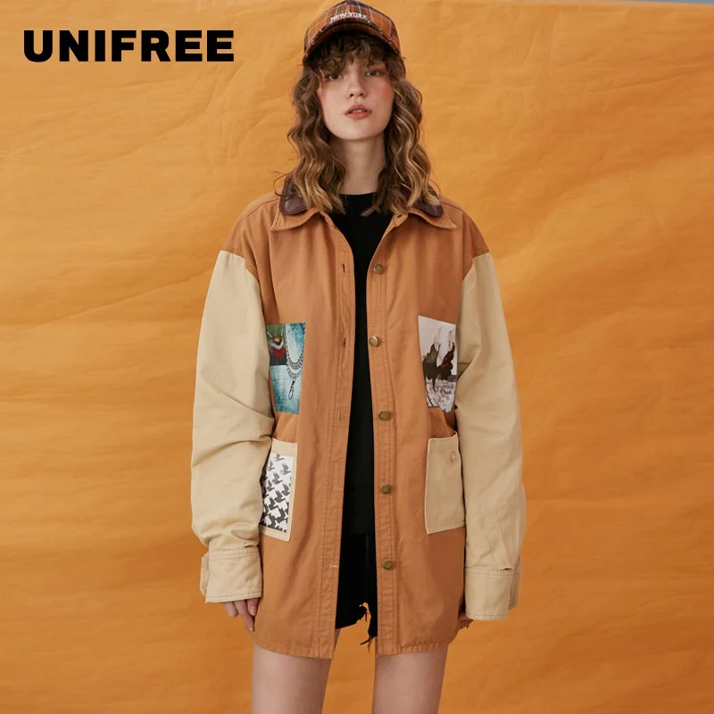 UNIFREE 2019 Новое поступление весенний модный топ коричневая куртка женский