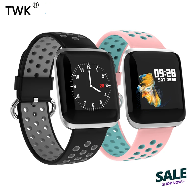 TWK 2019 розовые Смарт часы для женщин и мужчин 24 h сердечного ритма кровяное