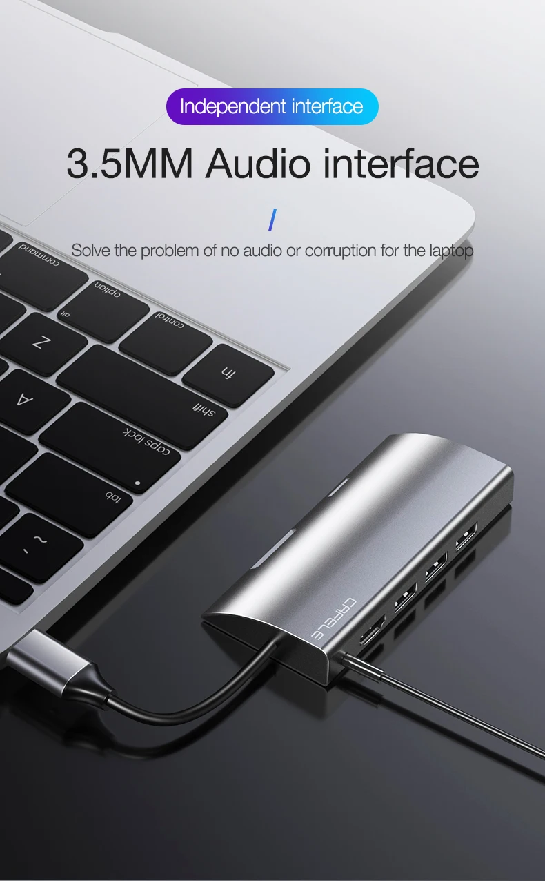 CAFELE usb type C к HDMI адаптер Thunderbolt 3 USB-C к USB 3,0 концентратор док-станция RJ45 PD TF SD считыватель слот 3,5 аудио для MacBook Pro