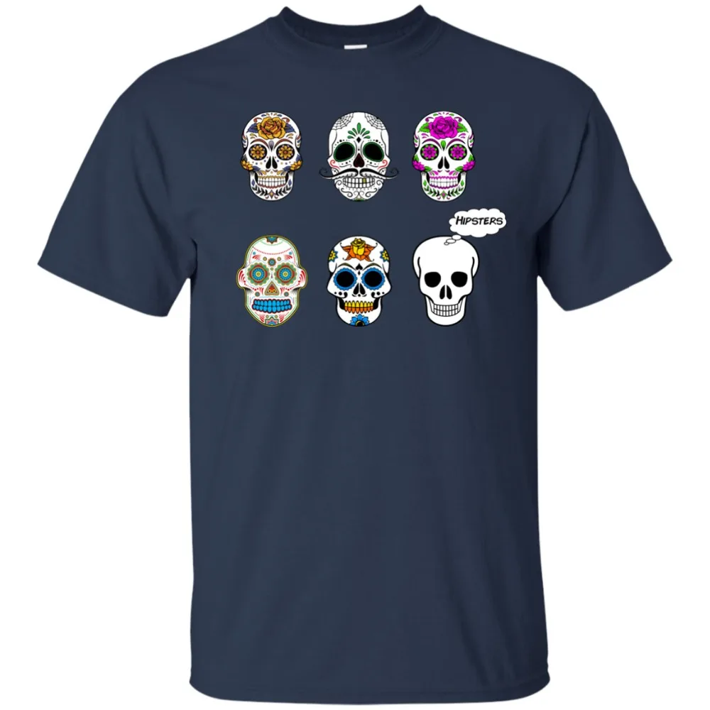 

Sugar Skull Hipsters - Funny Cartoon T Shirt Mexican Day Dead Flowers Colour 2019 Men Fashion Cartoon Character Fitness T-Shirt