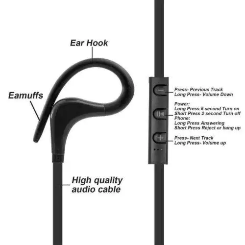 EastVita Bluetooth наушники с ушным крючком шумоподавляющая стереогарнитура защитой от