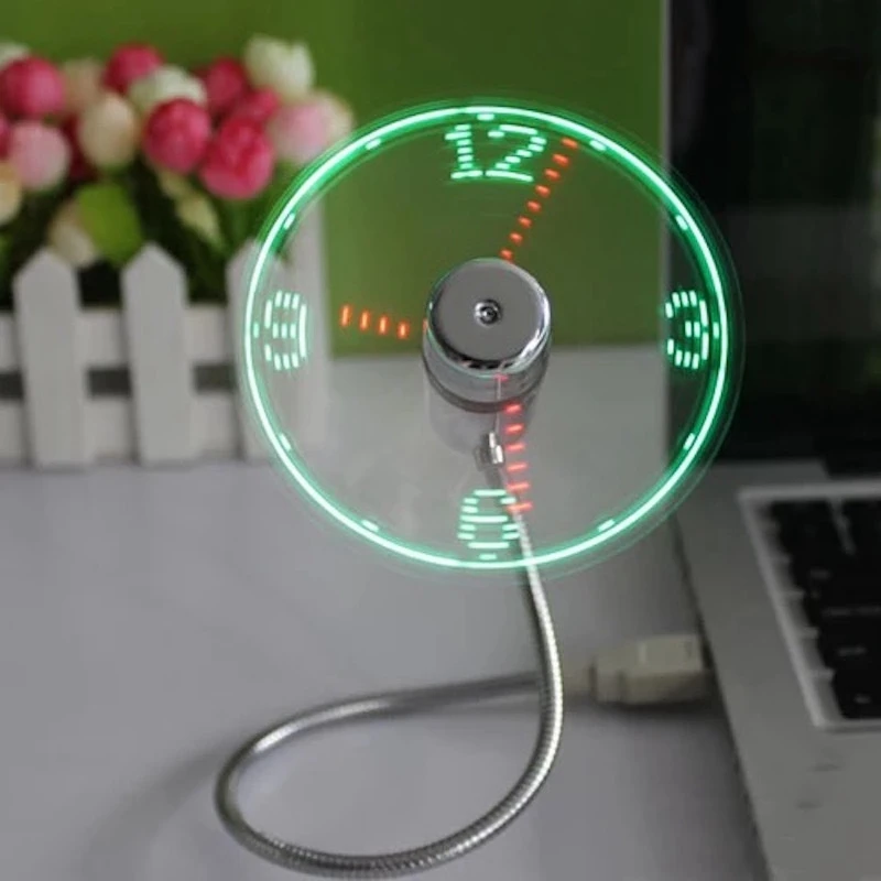 Портативный мини USB вентилятор Портативные гаджеты гибкий гусиная шея светодиодный часы для ноутбука ПК Ноутбук Powerbank дисплей в реальном времени