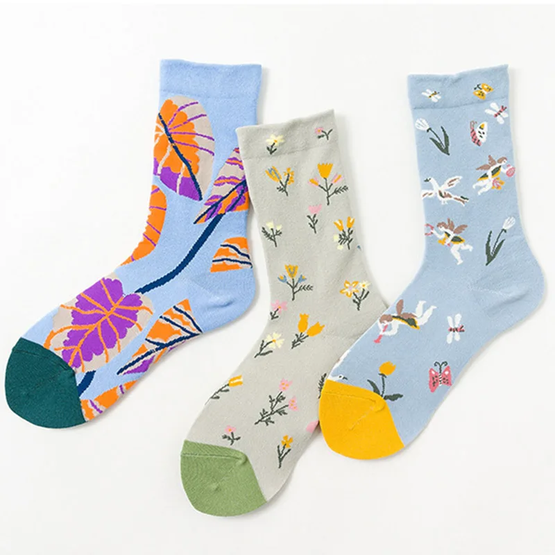 COSPLACOOL корейский стиль Харадзюку носки милые забавные жаккардовые Цветочные