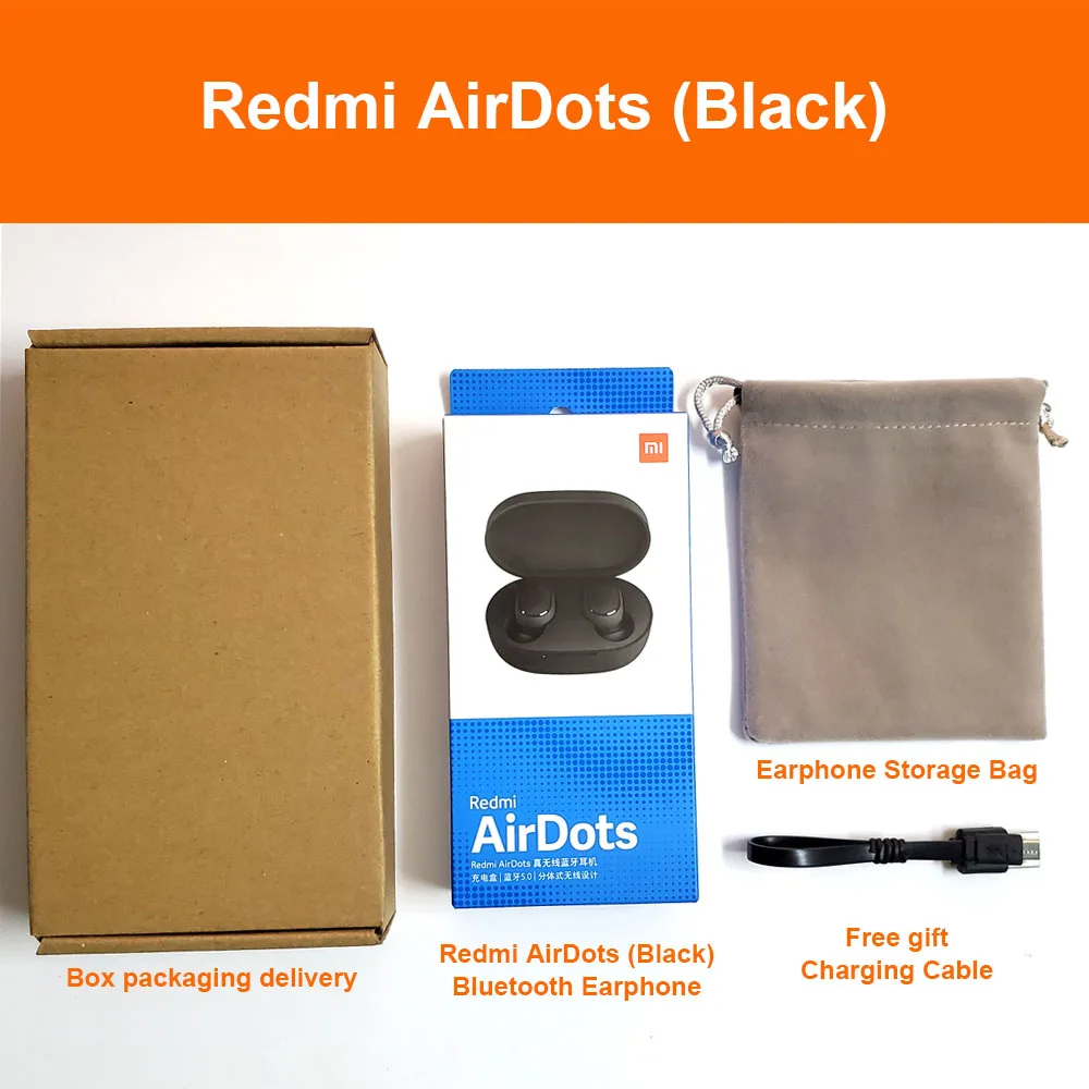Оригинальные Xiao mi Red mi AirDots TWS беспроводные Bluetooth наушники BT 5,0 mi стерео гарнитура с mi c наушниками - Цвет: Redmi AirDots Black