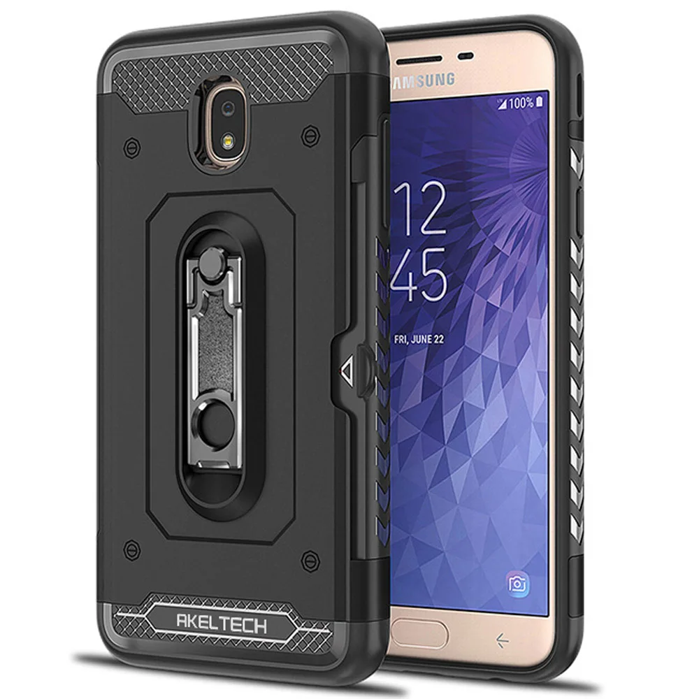 Двухслойный металлический чехол-подставка и держатель для карт Samsung Galaxy J7 2018/J7 V 2nd