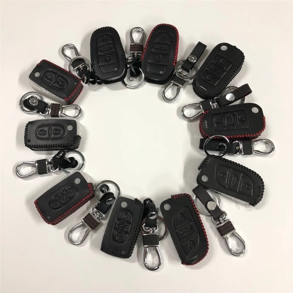 Чехол для автомобильного ключа из натуральной кожи Peugeot 107 206 207 208 306 307 308 407 RCZ Citroen C2