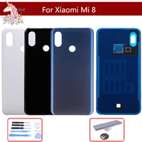 10pcs for xiaomi mi 8 mi8 back glass battery cover rear door housing case cover mi 8 panel replacement for xiaomi mi 8 with logo