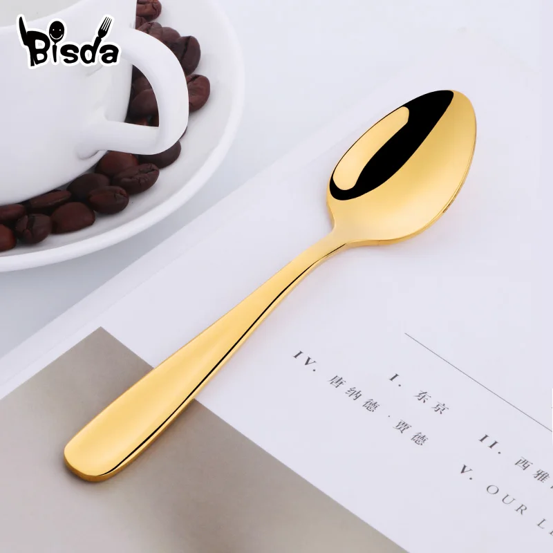 Gold 8 шт. чайная нержавеющая сталь для ложек кофейная ложка креативная Золотая мини-ложка красочный Десерт Мороженое Совок столовая посуда набор для вечерние - Цвет: Gold