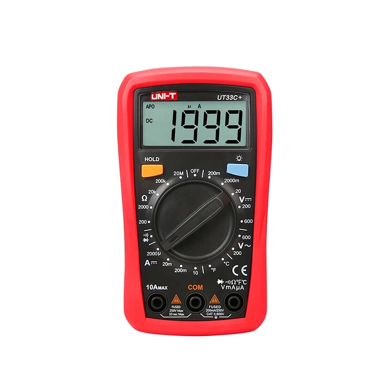 UT33C(PLUS) Uni-t Цифровой мультиметр UT33A+ автоматический диапазон напряжения Измеритель сопротивления тока lcd AC DC+ 2mF емкость бесконтактный Тестер Напряжения подсветка - Цвет: UT33C(PLUS)