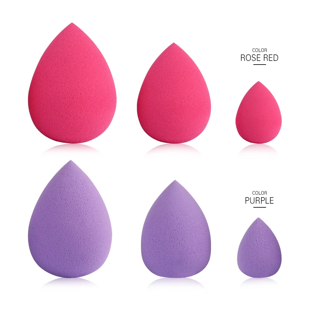 3Pcs/Bag Portable Easy to Use 3 Size Sponge Makeup Puffs Foundation Smooth Sponge Cosmetic Puff Cucurbit Water Drop Shape Tool