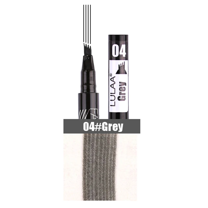 grey LULAA, натуральный карандаш для бровей, четыре когтя, для бровей, ТИНТ, макияж, водонепроницаемый карандаш для бровей, коричневый, черный, серый, кисть, косметика для женщин, макияж - Цвет: grey