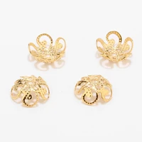 20pcs hollow flower metal filigree loose spacer bead caps gold accessories components supplies for diy jewelry making