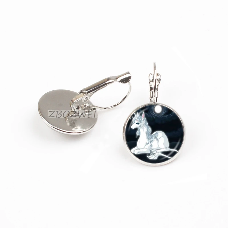 ZBOZWEI лунный Единорог Фото Серьги Лошадка с крыльями Jewelry Стекло кабошон серьга