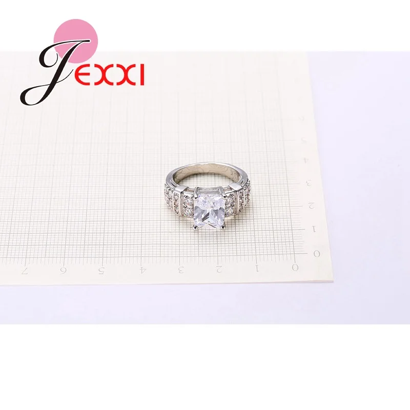 S925 Stamp Silver Rings For Women Fashion Crystal Wedding Band Girl Valentine's Day Gift Engagement Proposal Jewelry | Украшения и
